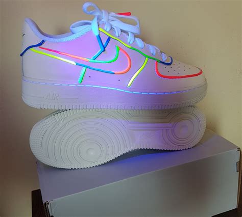 Custom Neon Air Force One 1 Women S Shoes Glow In Dark Sneakers Etsy