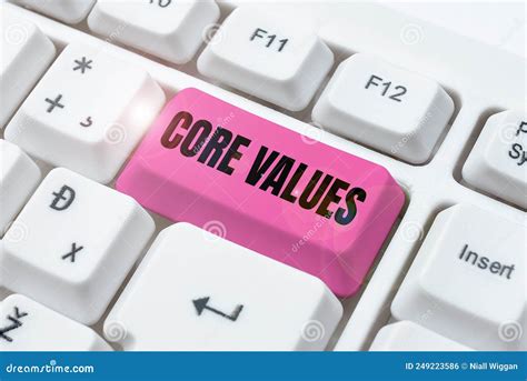 Text Sign Showing Core Values Business Overview Belief Person Or