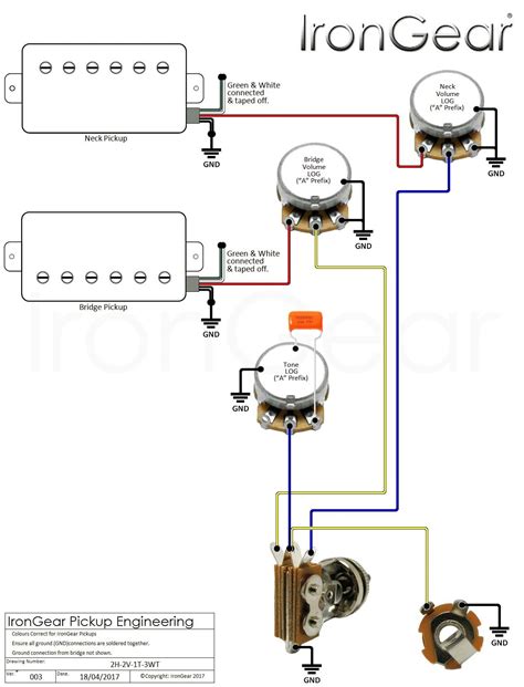 Guitar Wiring Diagram 2 Humbucker 1 Volume 1 tone
