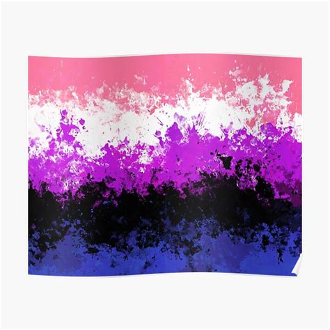 Genderfluid Paint Splatter Pride Flag Poster By Quinn Draws Redbubble