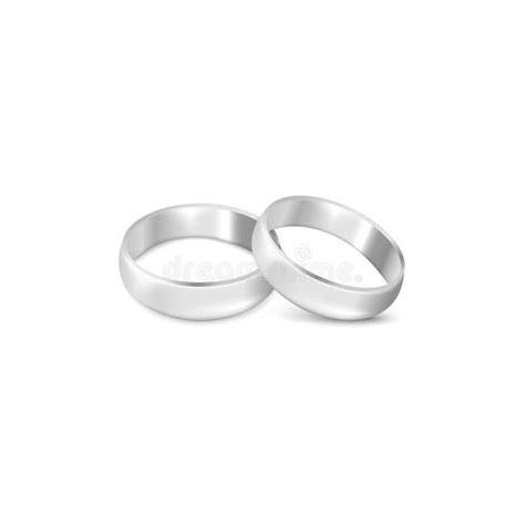 Pair Silver Or White Gold Wedding Rings Realistic Vector Illustration