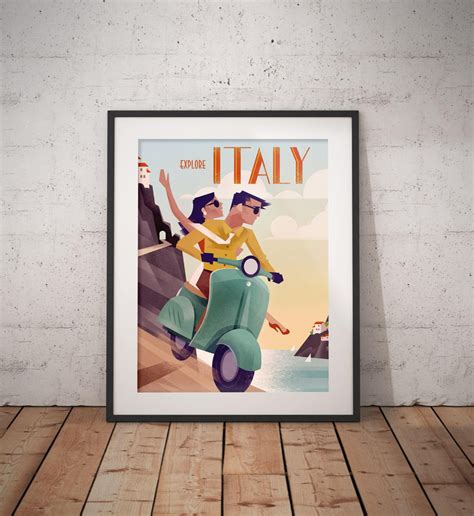 Vintage Travel Poster Italy Wall Art Retro Instant Etsy Italy Wall