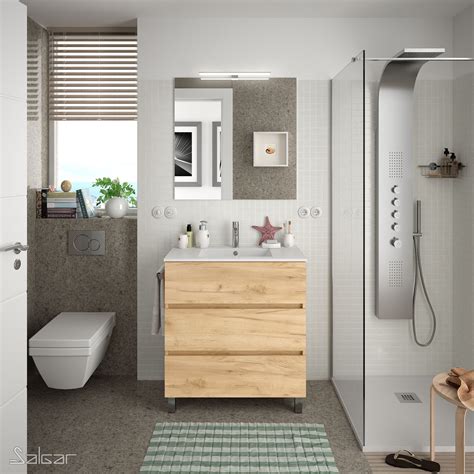 Mueble de baño FUSSION LINE 800 3 cajones ROBLE ÁFRICA