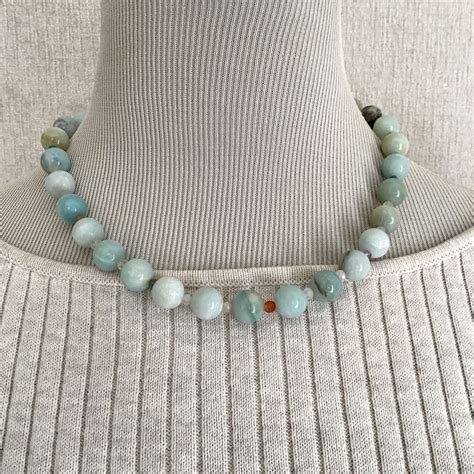 Amazonite And Tiny Gems Beaded Short Necklace One Of A Kind Etsy