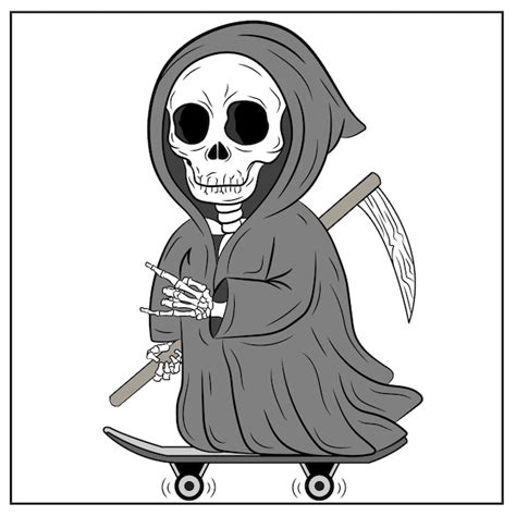 Premium Vector | Halloween scary cool reaper drawing