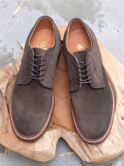 Alden Unlined Plain Toe Blucher In Loden Suede Gentlemens Footwear