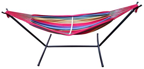 Free Standing Hammock Red And Yellow Canvas Hammock With Fixed Stand