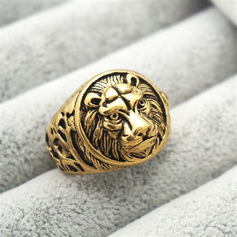 3pcs Vintage Gold Lion Ring Stainless Steel Lion Head Rings Punk Gothic ...