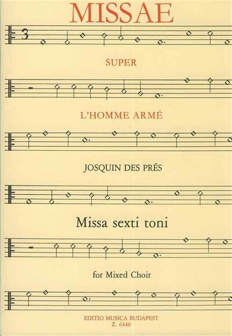 Missa Lhomme Armé Josquin Desprez Sheet Music For Mixed Choir