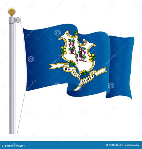 Waving Connecticut Flag Isolated on a White Background. Vector Illustration Stock Vector ...