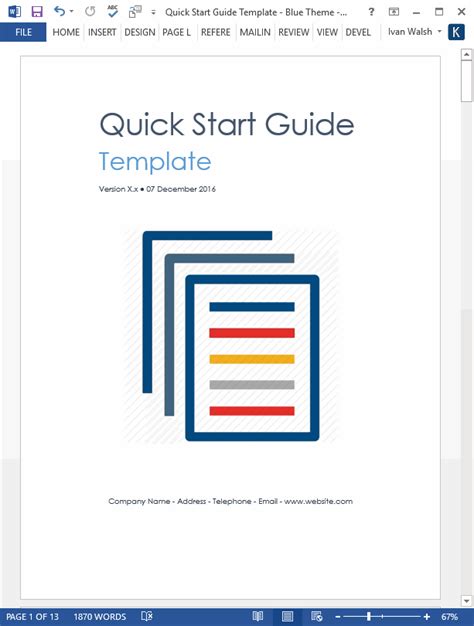 Quick Start Guide Template (MS Word) – Templates, Forms, Checklists for ...