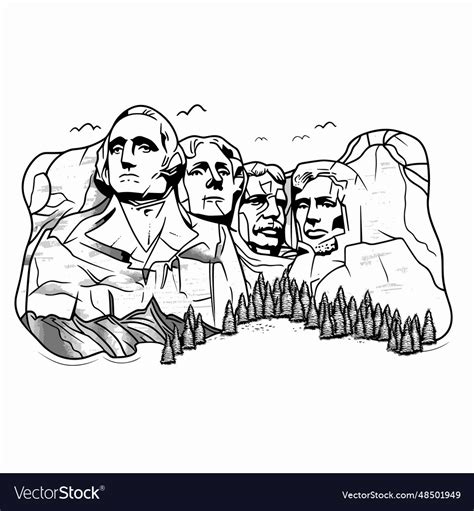 Mount Rushmore Hand Drawn Comic Royalty Free Vector Image