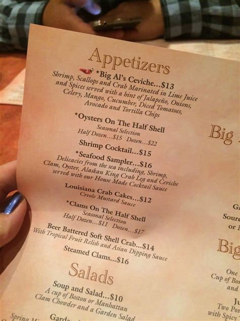 Menu At Big Al S Oyster Bar Las Vegas W Tropicana Ave