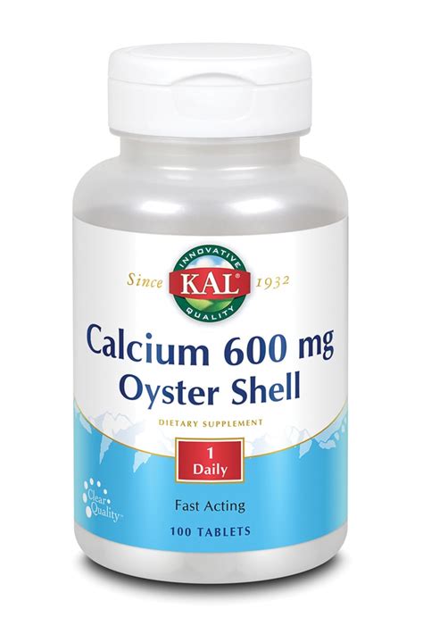 Kal Oyster Shell Calcium 600 Mg 100 Tablets Vitacost