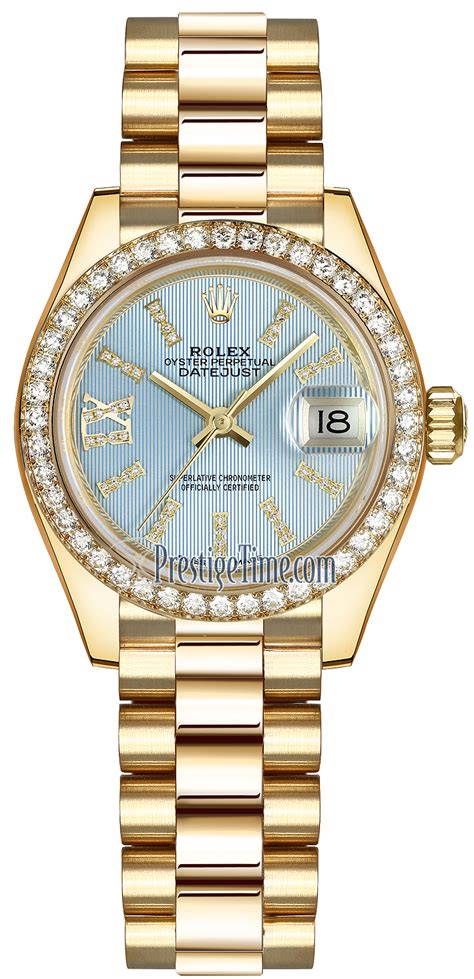 279138rbr Cornflower Blue 44 Diamond President Rolex Lady Datejust 28mm