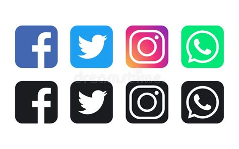 Set Beliebte Social Media Logos Icons Instagram Facebook Twitter