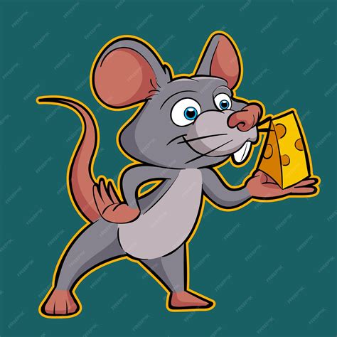 Premium Vector Cute Rat Holding Cheese Cartoon Drawing Isolated