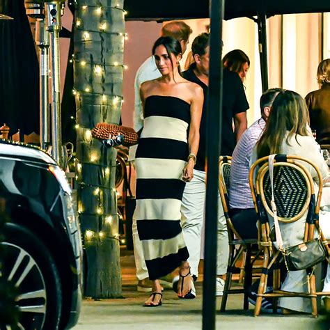 Meghan Markles Black And White Striped Tube Dress Is