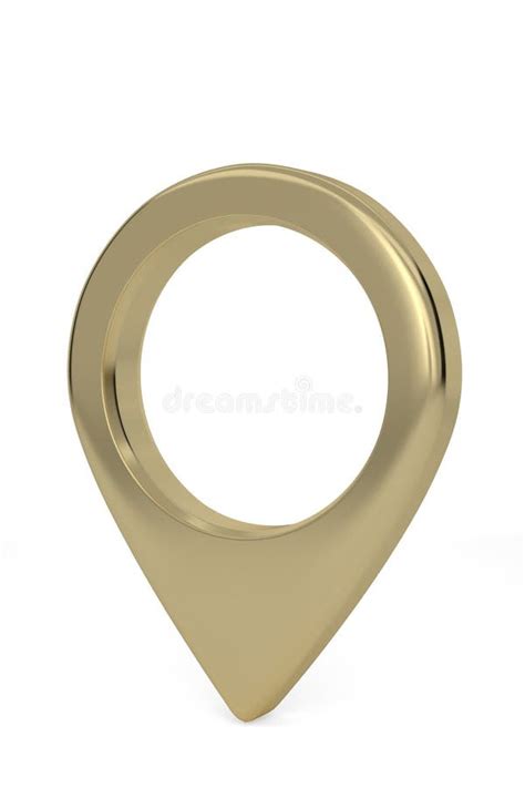 Gold Map Point Isolated On White Background 3D Render 3D Illustration