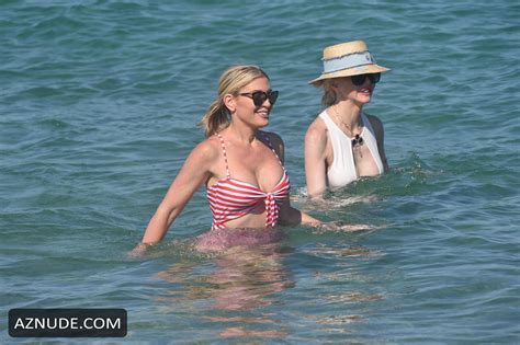 Hofit Golan Sexy In A Red And White Striped Bikini At The Beach In St Tropez France Aznude