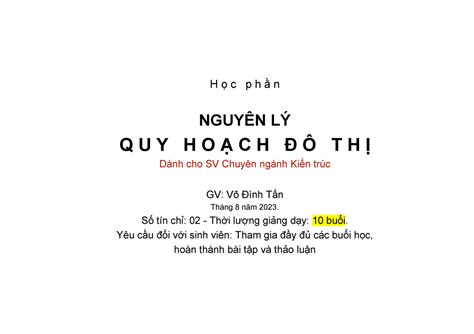 Lesson 1 âfẾdgsg H ọ C P H ầ N NguyÊn LÝ Q U Y H O Ạ C H Đ Ô T H Ị Dành Cho Sv