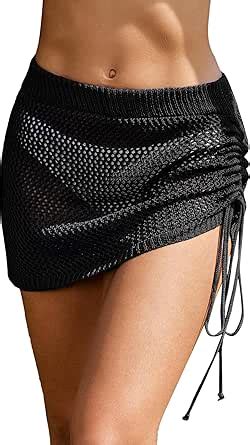 Ai Mage Women S Crochet Bikini Cover Up Skirt Knit Drawstring Beach Skirt Coverups For
