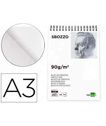 Bloc Dibujo Liderpapel Esbozos Espiral A3 297x420mm 100 Hojas 90g M2