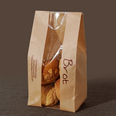 Brown Kraft Food Packaging Paper Bags With Window