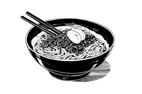 Premium Vector Ramen Noodle Japanese Food Vector Engraving Style