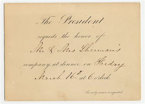 Lot Rare White House Invitation To Dine With President Buchanan