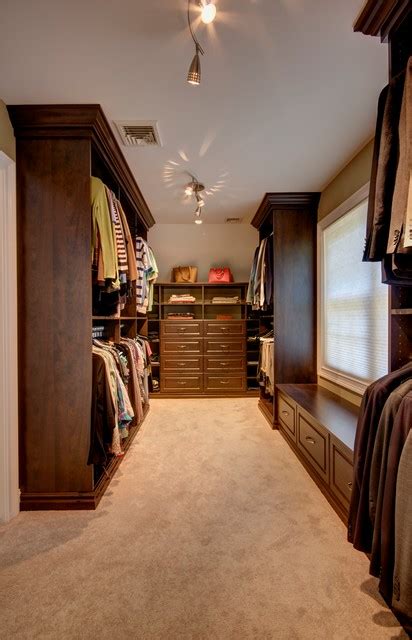 Custom Dark Brown Walk In Closet Traditional Wardrobe New York