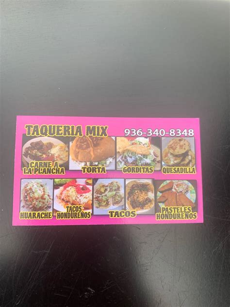 Menu At Taqueria La Mixta Restaurant Houston