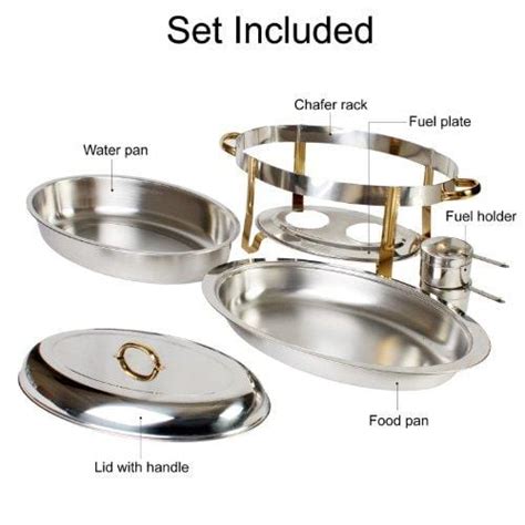 Excellanté Stainless Steel 6 Quart Gold Accented Oval Chafer Advanced