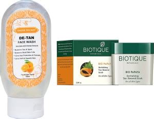 Sheer Secret Skin De Tan Face Wash 100ml And Biotique Bio Papaya