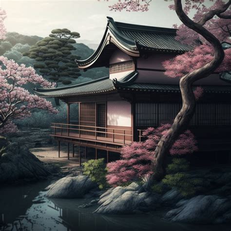 Japanese Dojo House in the Nature With River High Quality - Etsy