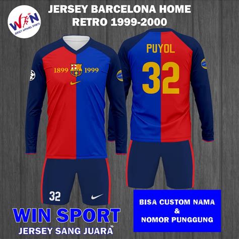 Jual Setelan Sepak Bola Jersey Barca BARCELONA HOME Retro 1999 2000