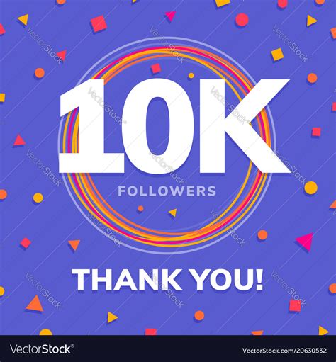 10k Followers Social Sites Post Greeting Card Vector Image