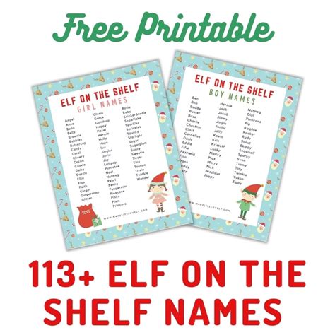 113 BEST Elf on the Shelf Names + FREE Printables! - Make Life Lovely