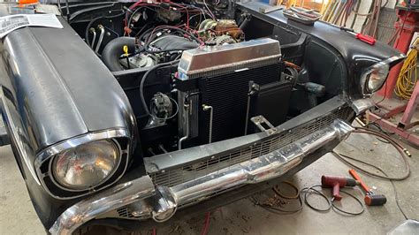 57 Chevy Radiator Mounted And Battery Box YouTube