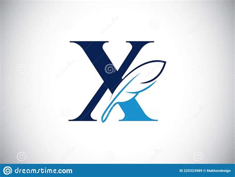 Initial X Monogram Alphabet With A Feather Font Emblem Law Firm Icon