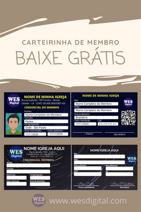 Baixe Grátis Modelos de carteirinha de membro editaveis do Canva