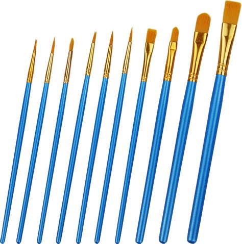 Nylon Paint Brushes 10 Pcs Acrylic Gouache Oil Paint Brush Set Oil