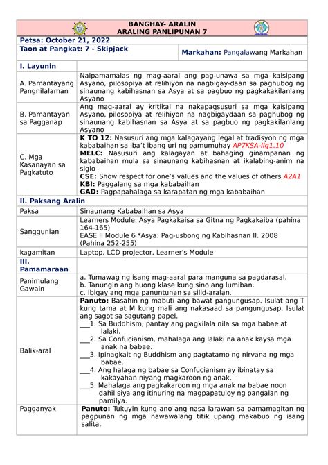 Detailed Lesson Plan Araling Panlipunan Grade 7 Banghay Aralin – NBKomputer