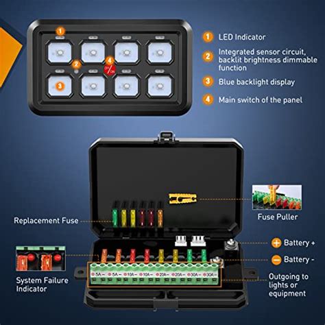 Nilight Gang Switch Panel System Circuit Control Relay System Fuse