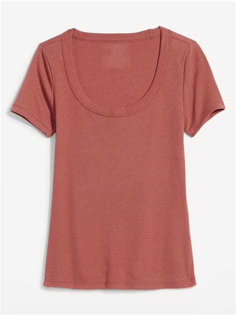 Fitted Scoop Neck Rib Knit T Shirt For Women Old Navy