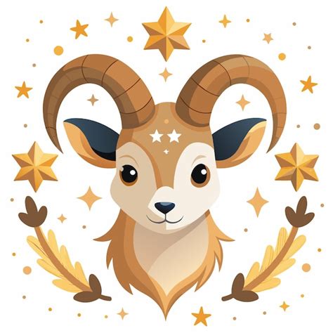 Signo Del Zodiaco Capricornio Cabra De Dibujos Animados Con Estrellas Y