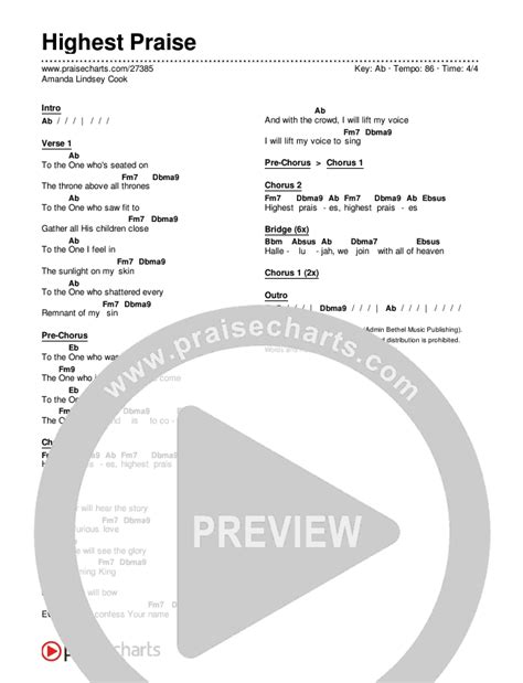 Highest Praise Chords Pdf Amanda Lindsey Cook Praisecharts