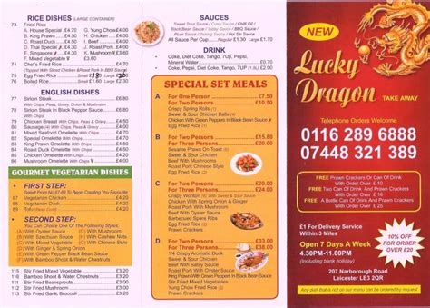 Lucky Dragon Chinese Restaurant On Narborough Rd Leicester Everymenu