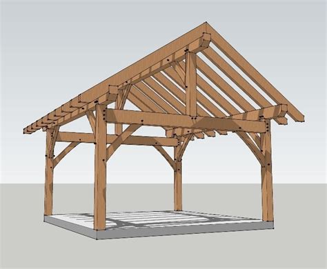 16×16 King Post Plan Timber Frame Pavilion Wooden Gazebo Pergola