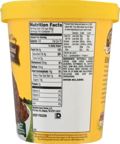 Mayfield Creamery® Chocolate Almond Ice Cream Tub 1 5 Quart Kroger